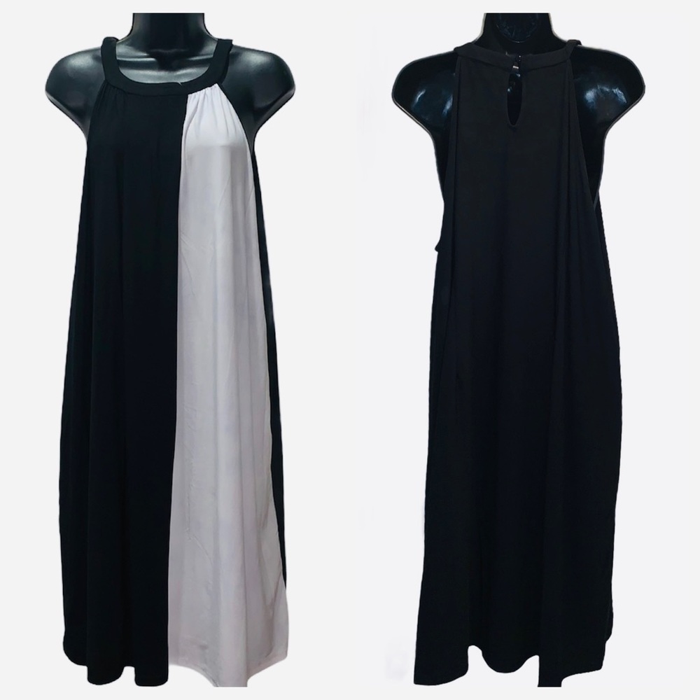 Elegant Black and White Midi Dress